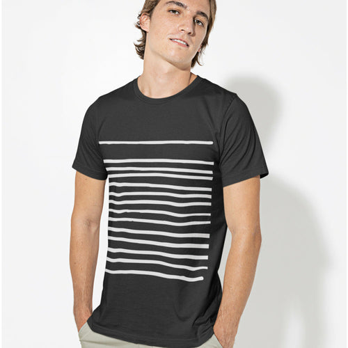 Lines Black T-Shirt - Men's Minimalist