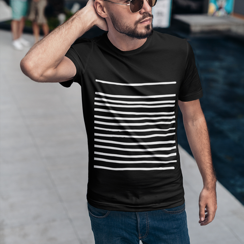 Lines Black T-Shirt - Men's Minimalist