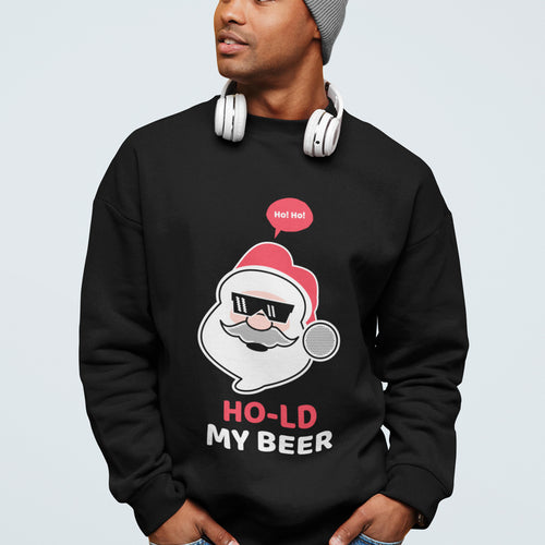 Ho Ho Ho Santa Beer Christmas Sweatshirt - Fun Festive