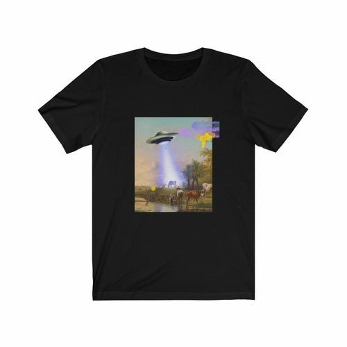Camiseta UFO Abducting Cow - Design Divertido